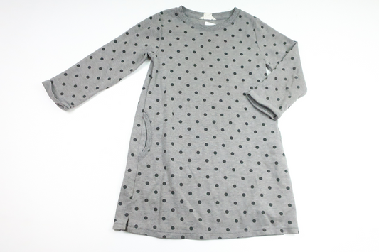 Polka dot sweatshirt dress from H&M - Size 122/128 - Grey