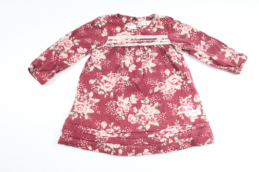 Floral dress from Newbie - Size 74 - Burgundy