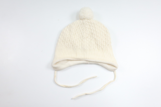 Fleece-lined hat with tassel from H&M - Size 86/92 - Off-white
