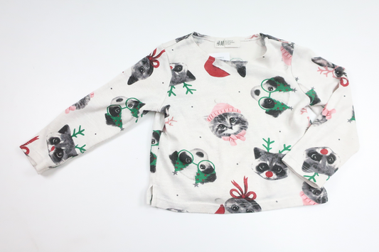 Sweater with Christmas motif and cats from H&M - Size 92 - White