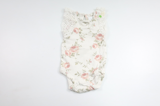 Floral linen bodysuit from Newbie - Size 62 - White