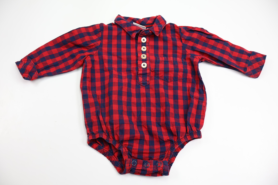 Checked bodysuit from My Wear Baby - Size 62 - Red
