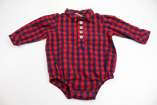 Checked bodysuit from My Wear Baby - Size 62 - Red