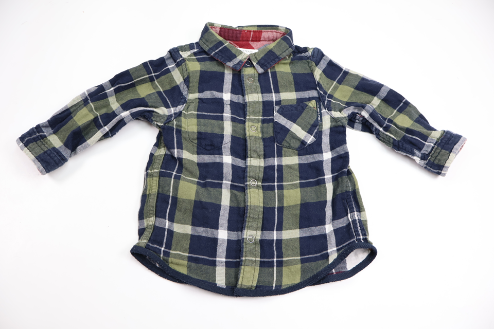 Reversible checkered shirt from Polarn O. Pyret - Size 74 - Green
