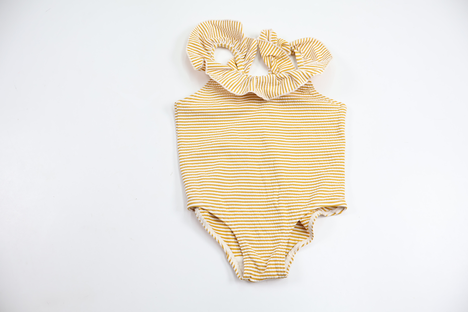 Striped swimsuit with ruffles from H&M - Size 74/80 - Yellow