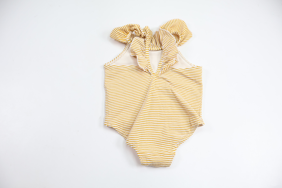 Striped swimsuit with ruffles from H&M - Size 74/80 - Yellow