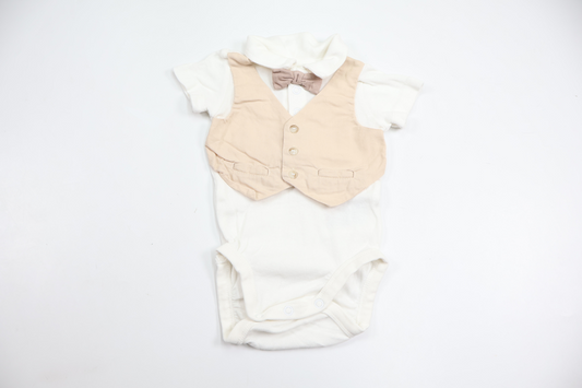 Body med väst och fluga från H&M - Storlek 56 - Vit
