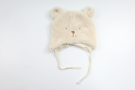 Fleece hat with teddy bear from Lindex - Size 36/38 - Beige