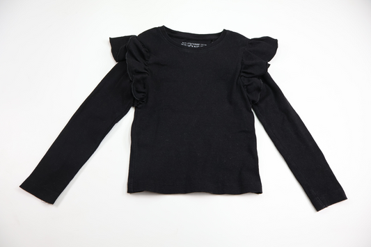 Ribbad tröja med volang från My Wear Young - Storlek 110/116 - Svart
