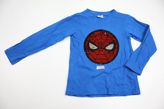 Tröja med vändbara paljetter från Spiderman - Storlek 110/116 - Blå