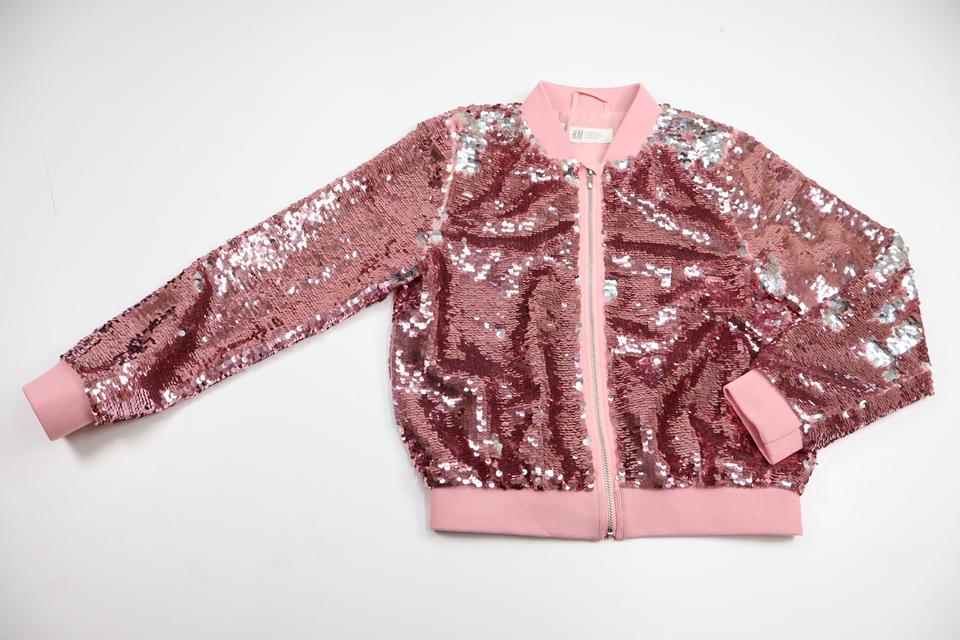 Bomberjacka med vändbara paljetter från H&M - Storlek 128 - Rosa