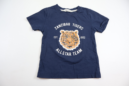 Tröja med vändbara paljetter från H&M - Storlek 110/116 - Marinblå