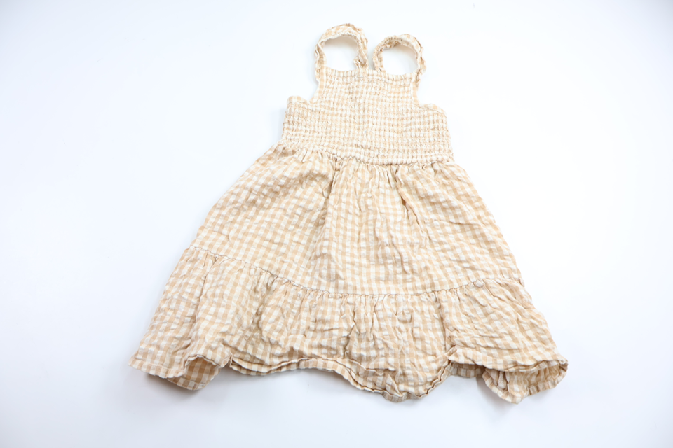 Rutig klänning från Lindex - Storlek 98 - Beige