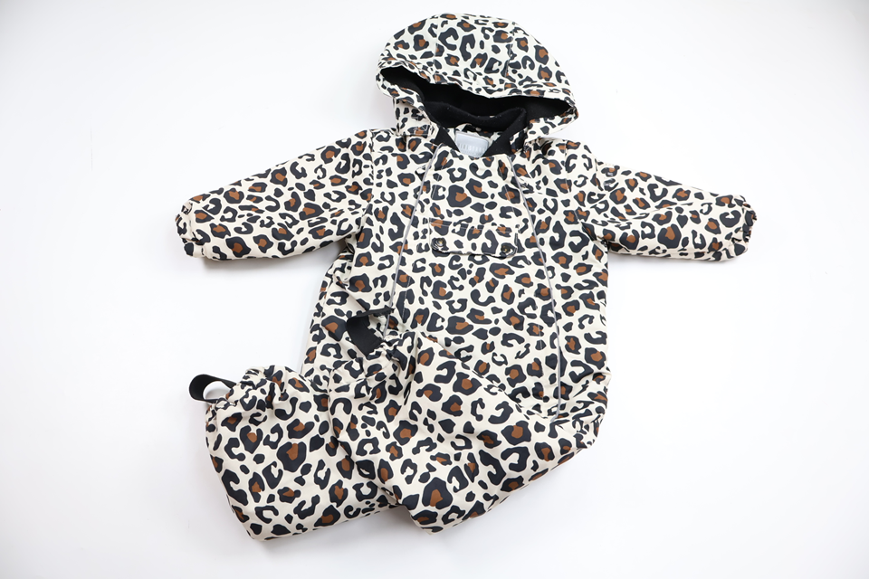 Fleece-lined leopard print overall from Ministars - Size 80 - Off-white