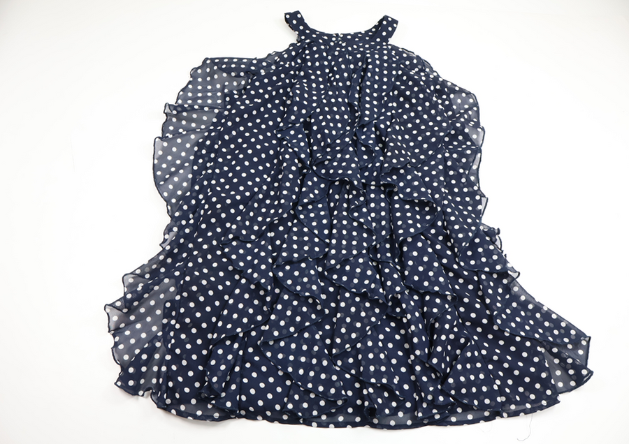Polka dot ruffle dress from Holly & Whyte - Size 146/152 - Navy blue