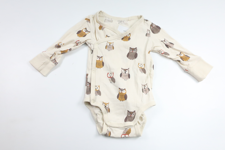 Wrap bodysuit with owls from Lindex - Size 62 - Off-white