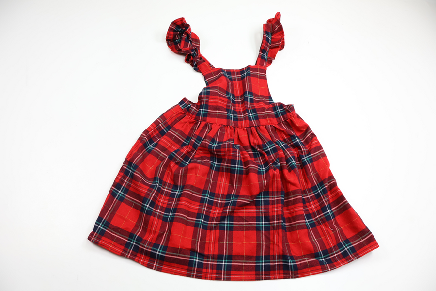 Checked pinafore dress from H&M - Size 122/128 - Red