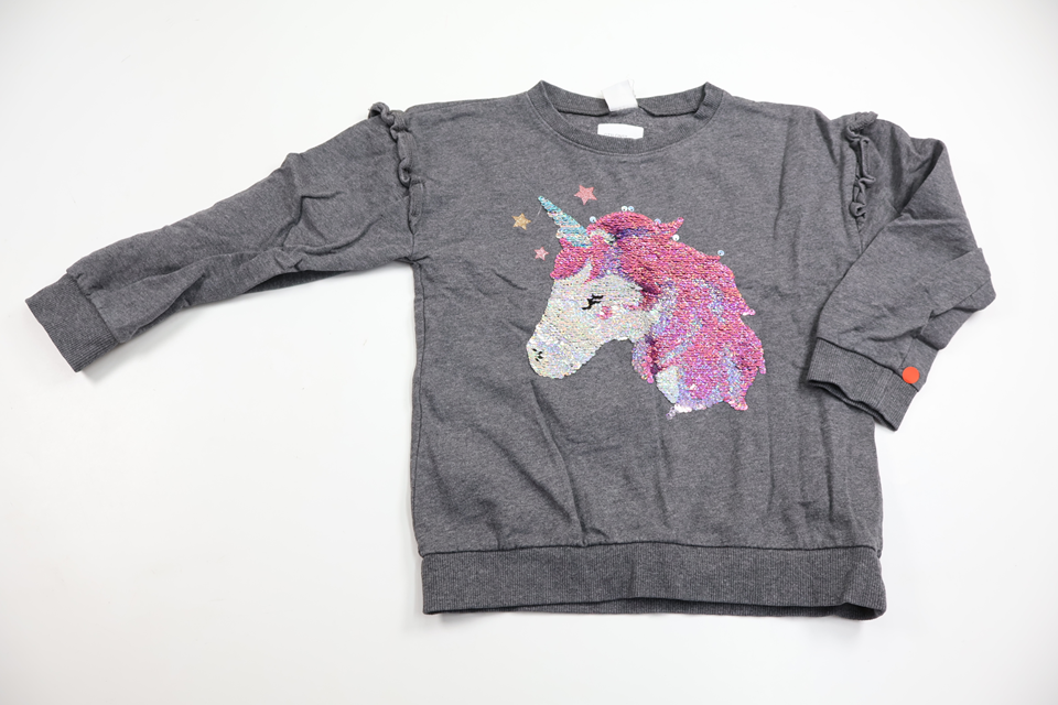 Sweatshirt med vändbara paljetter från Lindex - Storlek 116 - Grå