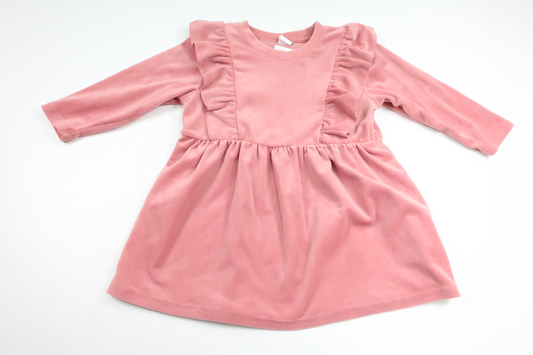 Dress with ruffle in fleece from Lindex - Size 92 - Pink