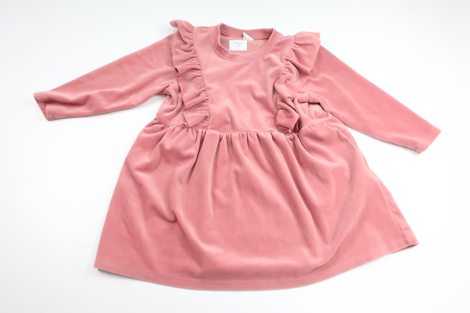 Fleece dress with flounce from Lindex - Size 104 - Pink