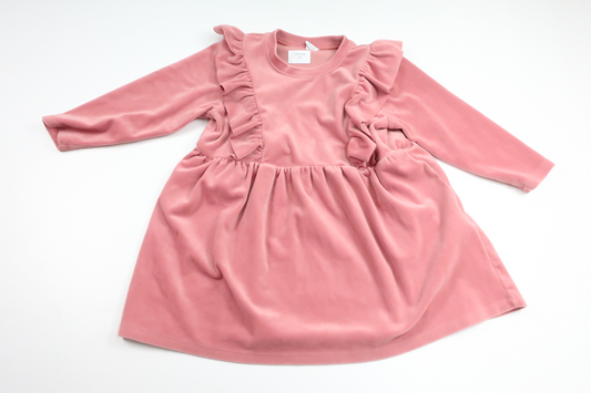 Fleece dress with flounce from Lindex - Size 104 - Pink