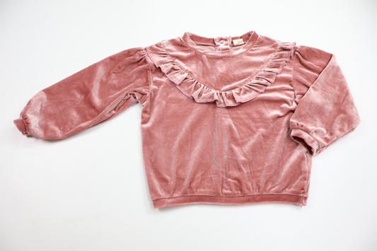 Velour jumper with ruffles from Uniq Baby - Size 86 - Pink