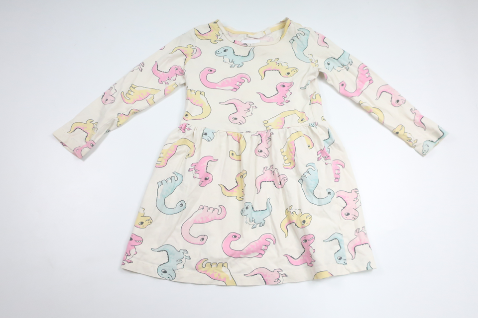 Dinosaur dress from Kappahl - Size 98/104 - Off-white
