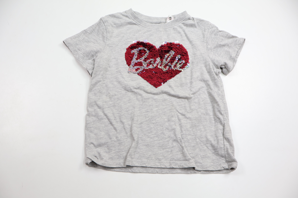 T-shirt med Barbie och vändbara paljetter från H&M - Storlek 110/116 - Grå
