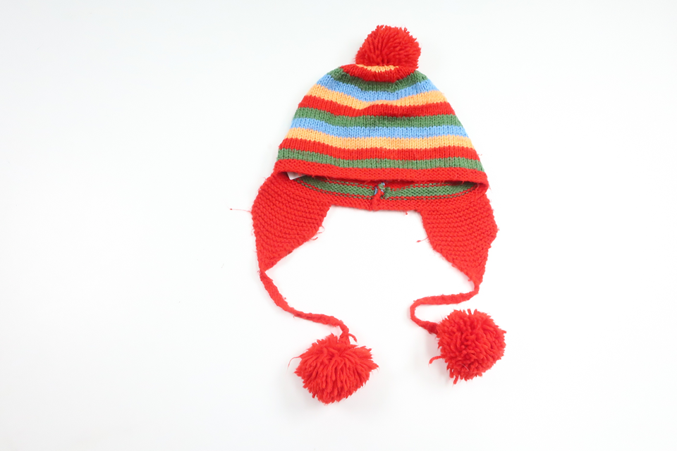 Knitted hat with pompom from Hemstickat - Size 80/86 - Red