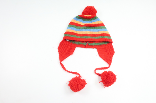 Knitted hat with pompom from Hemstickat - Size 80/86 - Red