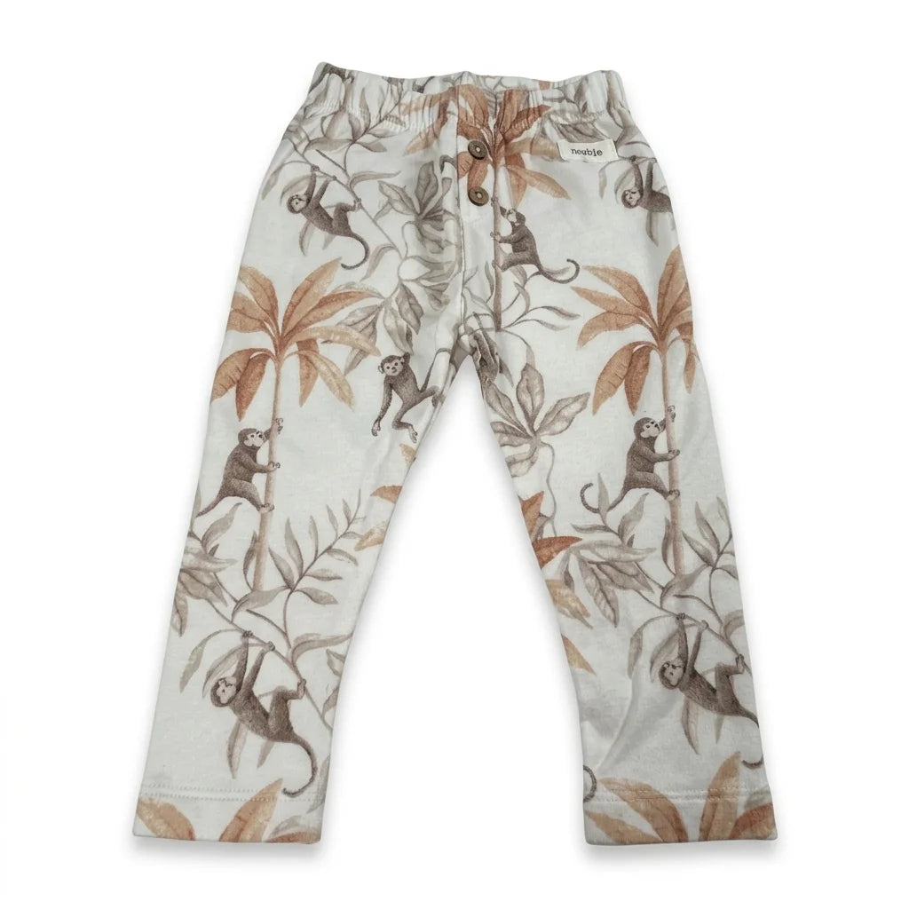 Djurmönstrade leggings från Newbie - Storlek 68 - Vit