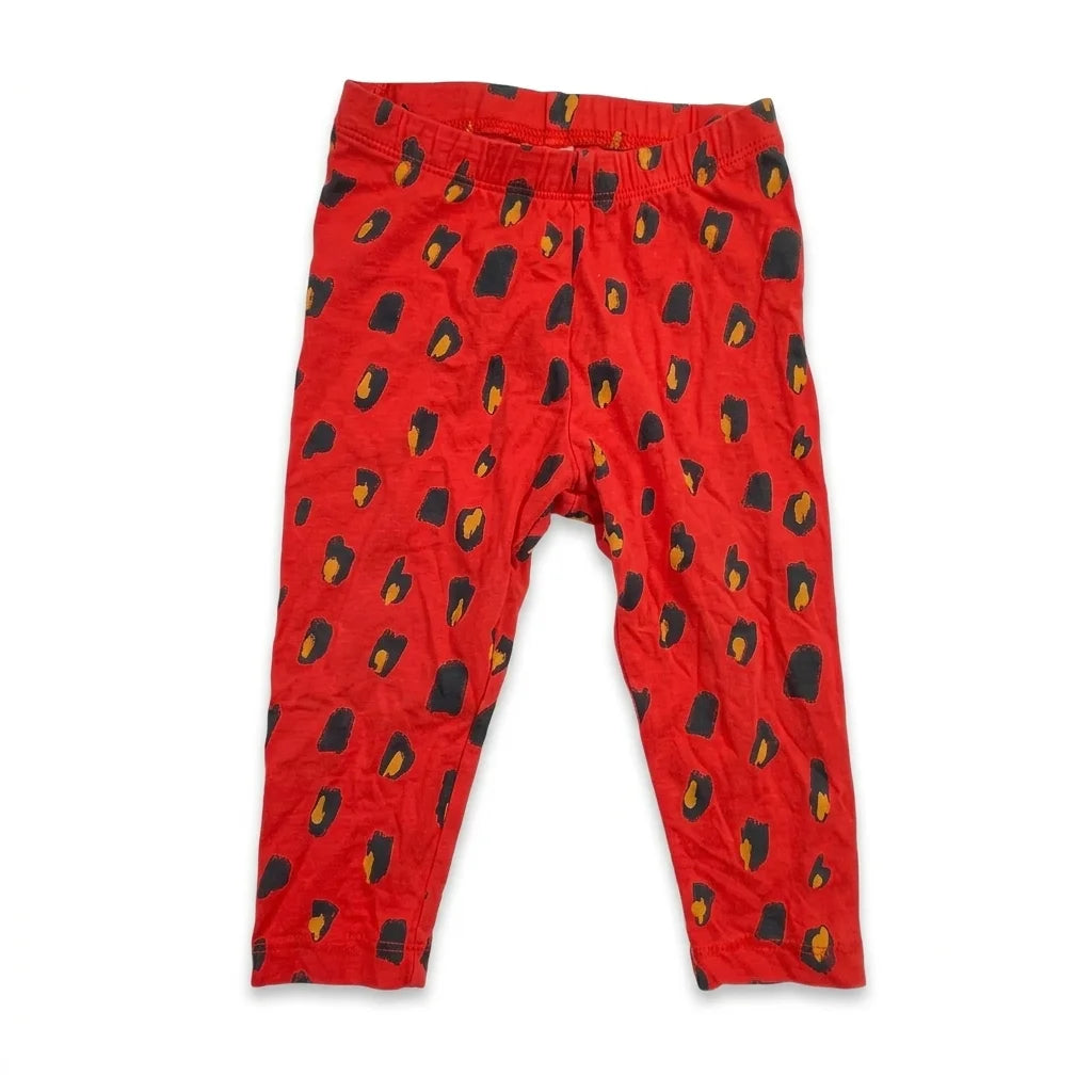 Djurmönstrade leggings från Lindex - Storlek 74 - Röd