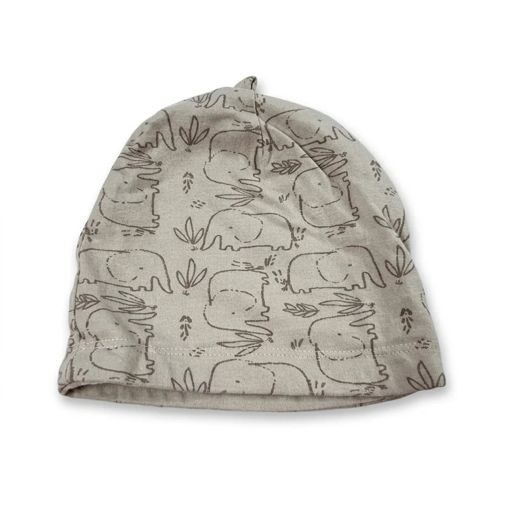 Djurmönstrad mössa från ICA I Love Eco - Storlek 62 - Beige