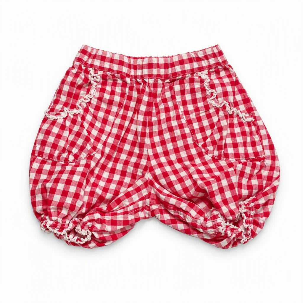 Rutiga shorts från FIX - Storlek 74 - Röd