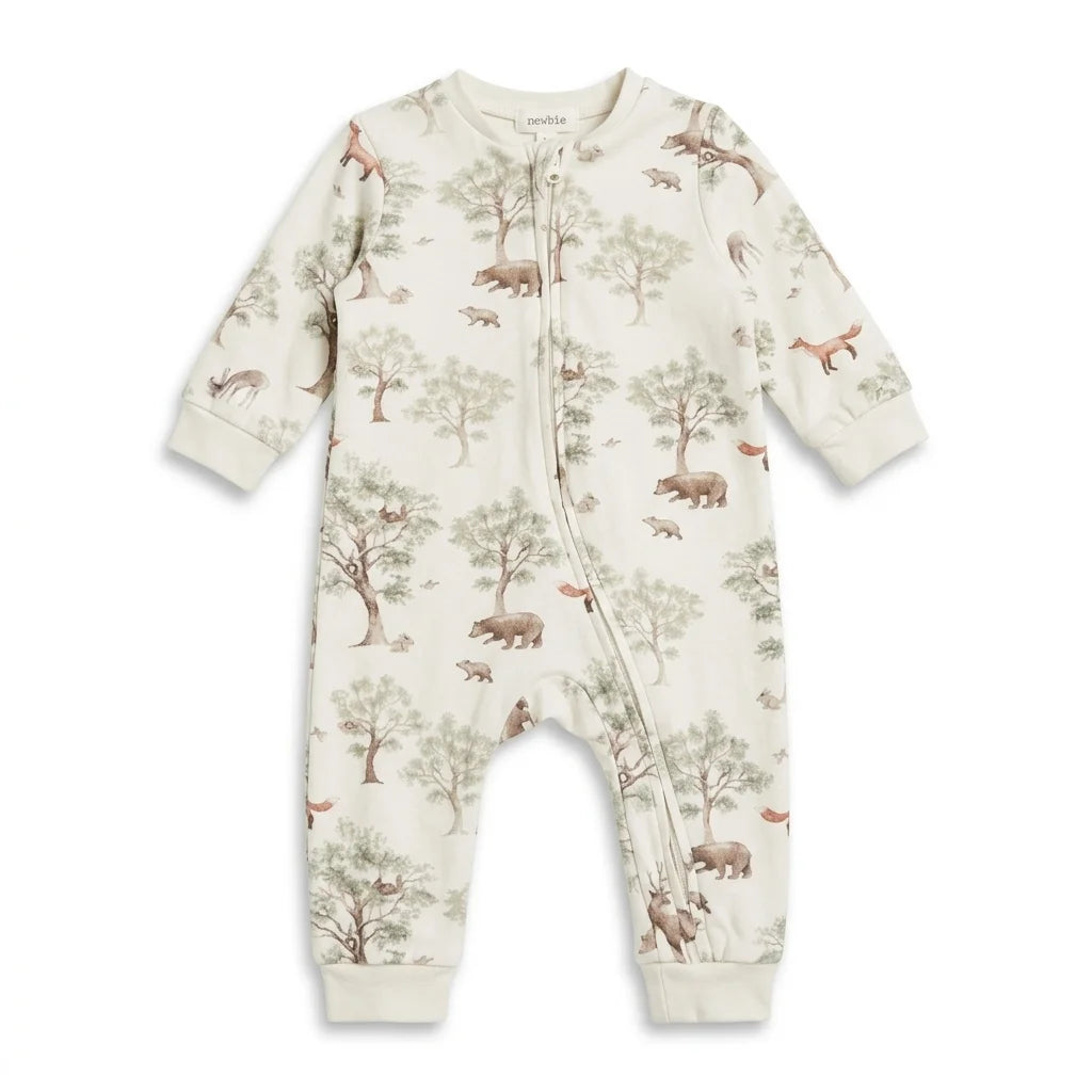 Djurmönstrad pyjamas från Newbie - Storlek 56 - Vit