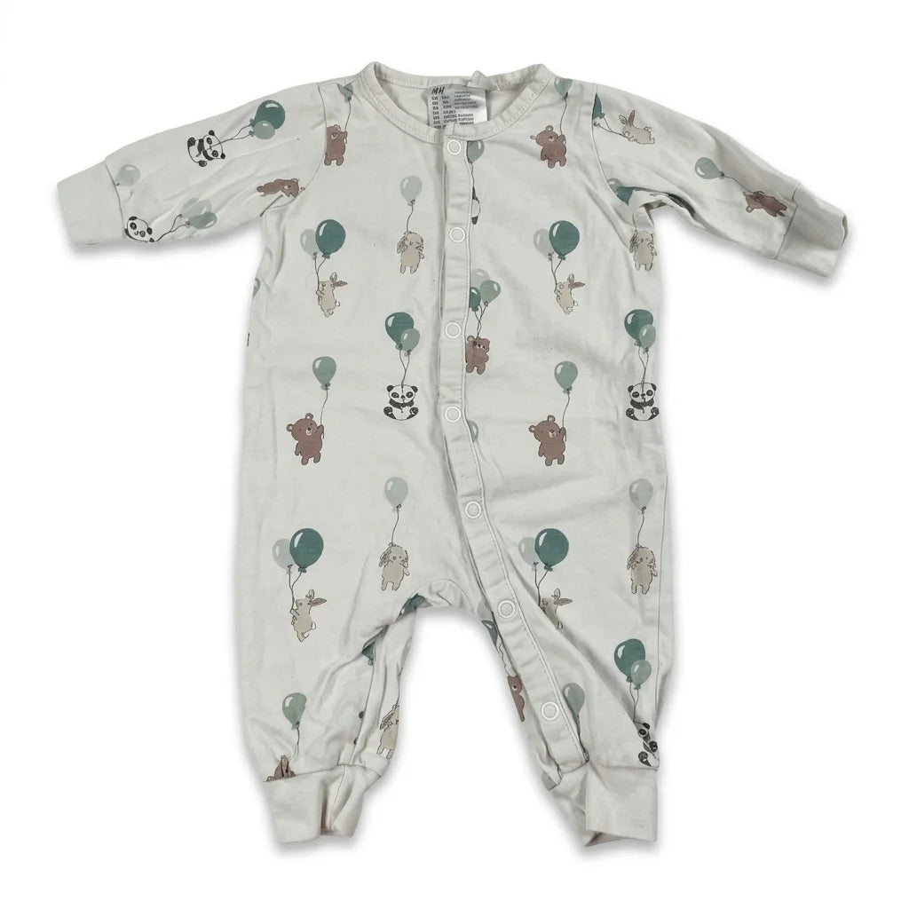 Djurmönstrad pyjamas från H&M - Storlek 56 - Vit