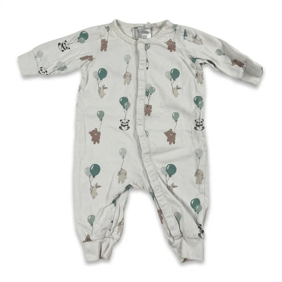 Djurmönstrad pyjamas från H&M - Storlek 56 - Vit