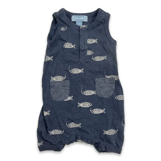 Mönstrad onesie från Lindex - Storlek 62 - Marinblå