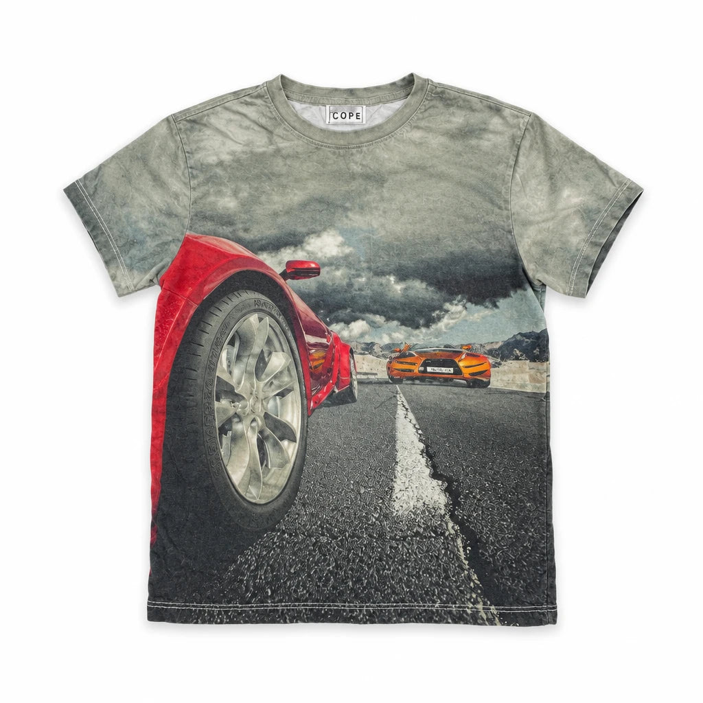 T-shirt med biltryck från COPE - Storlek 122/128 - Grå