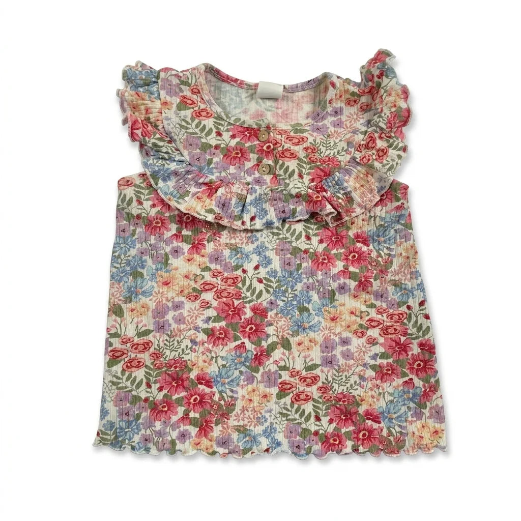 Blommigt linne från H&M - Storlek 80 - Rosa